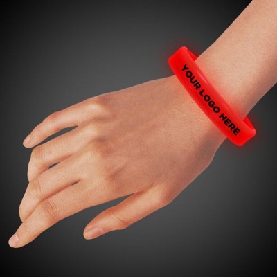 9" Deluxe Single Color Triple Wide Red Glow Bracelet