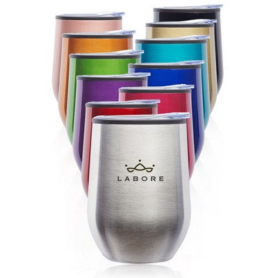 9 oz. Stemless Flute Wine Glasses with Lids